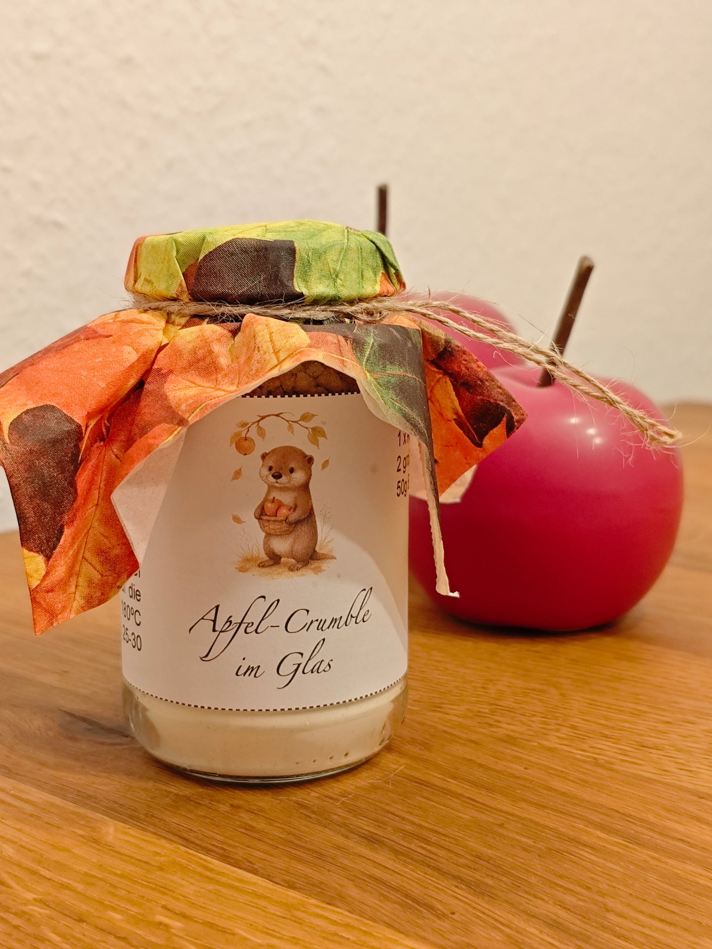 Apfel-Crumble im Glas - warmes Geschenk