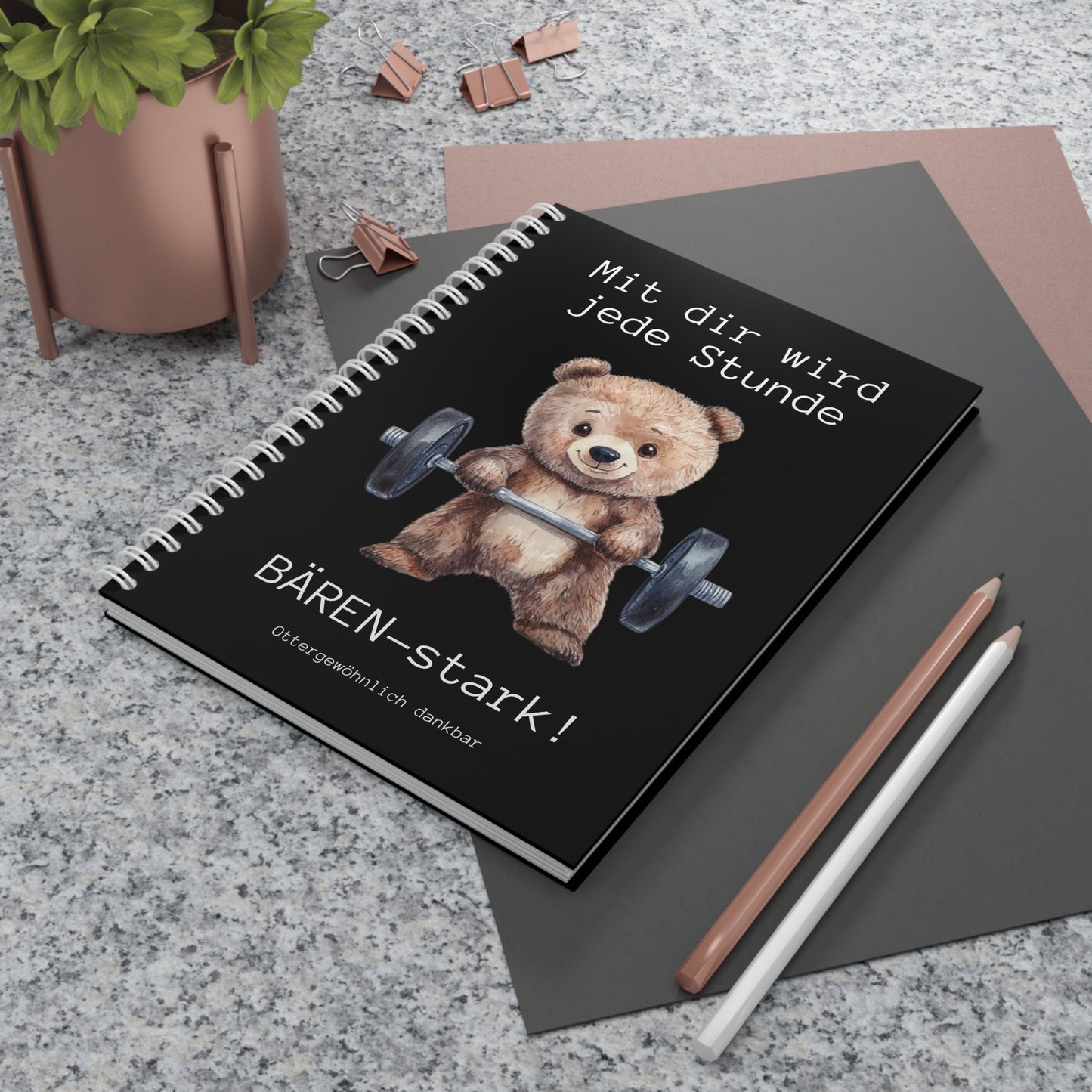 Notizbuch "Mit dir wird jede Stunde BÄREN-stark!" - Schwarz
