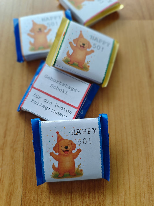 Happy 50 - DIY Bastelvorlage - Bandarole - Mini-Rittersport