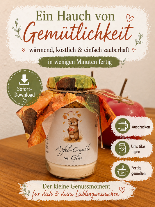 Apfel-Crumble im Glas - warmes Geschenk