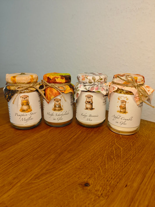 Herbst-Bundle – 4 Banderolen für Backmischungen im Glas