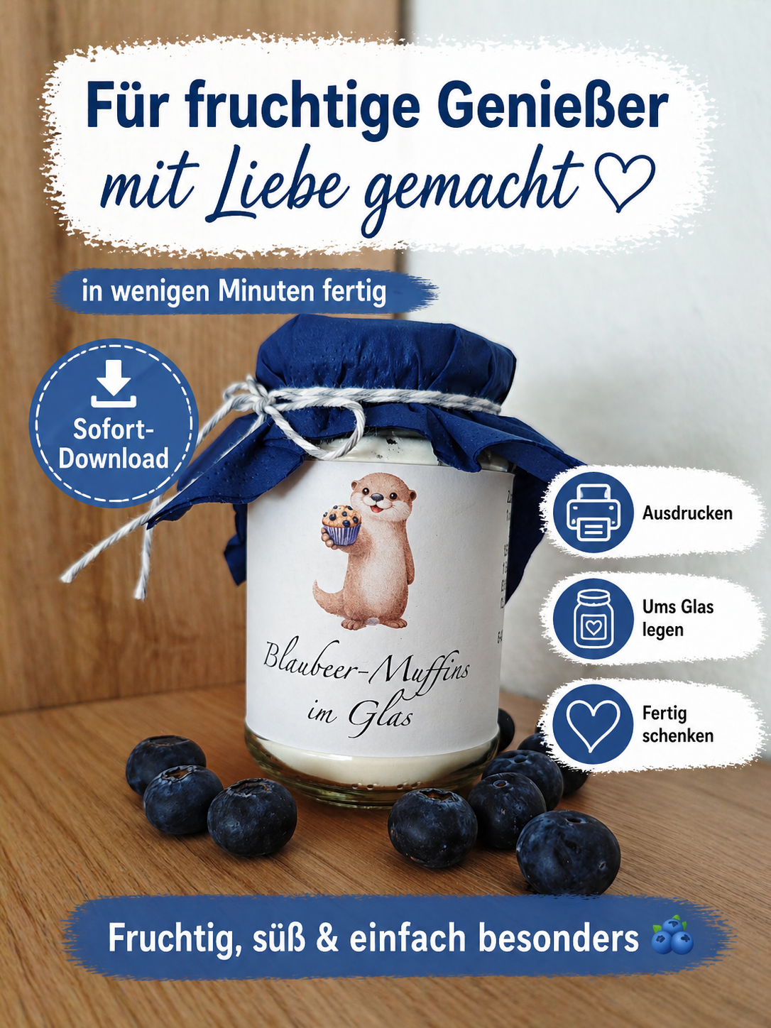 Blaubeer-Muffins im Glas – liebevoll schenken